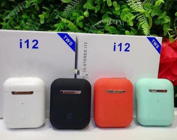 

tws earphone original matte color i12 tws bluetooth earphone pop up wireless headphone touch control earbuds