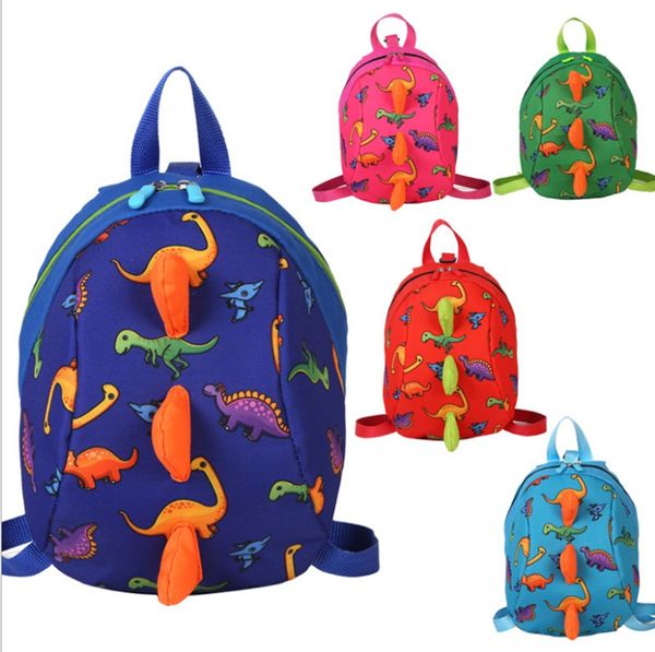 

children backpacks cartoon dinosaur printed baby girl kindergarten polyester schoolbag cute kid green blue zipper backpack