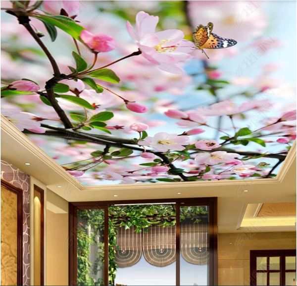 

3d ceiling murals wallpaper custom p non-woven murals wallpaper for walls beautiful flowering butterfly ceiling zenith mural