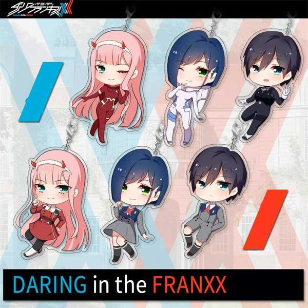

new anime darling in the franxx ditf zero two 02 cosplay props acrylic cute keychain phone pendant key chains gifts accessories, Silver