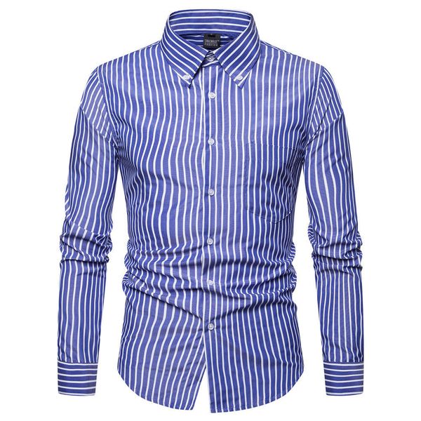 

new mens casual shirt long sleeve slim fit striped cotton shirts, White;black