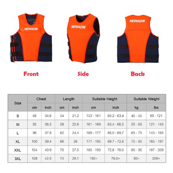 

neoprene adults life jacket safety life vest for water sports ski drifting swimming boating size s-xxxl men life vest surfing