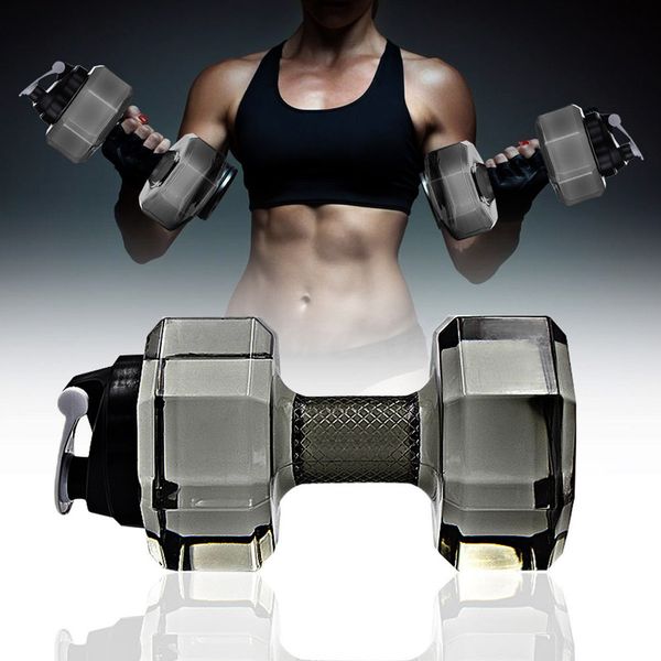 

2.2l pocket dumbbell shape water bottle gym fitness body building exercise equipment sports accessories mancuernas gimnasio