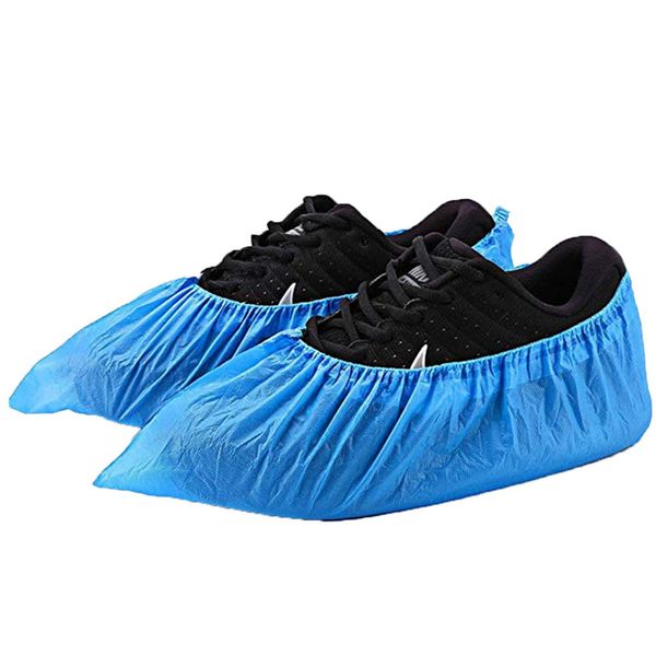 

disposable shoe boot covers non slip waterproof cpe thick plastic shoe cover booties universal size blue color rra3047
