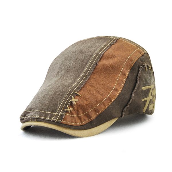 

jamont denim beret caps embroidery flat hat man woman summer casual peaked caps jeans cotton berets hats classic simple flat cap, Blue;gray