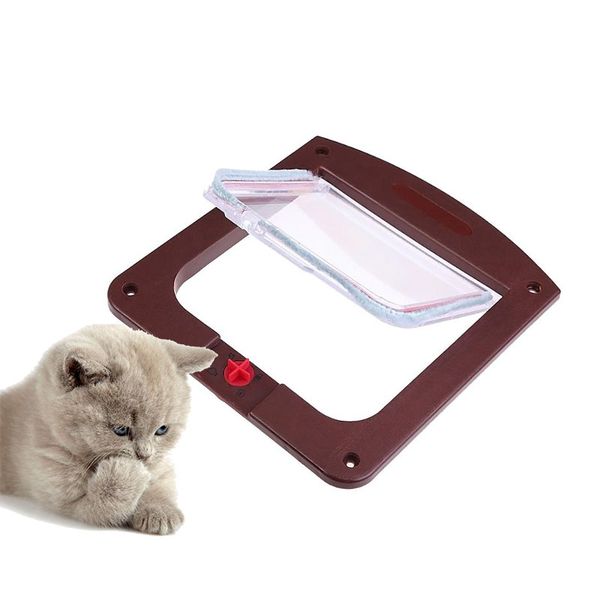 

pet flap door 4 way lockable security door for dog cat kitten wall mount door animal small pet gate pet supplies