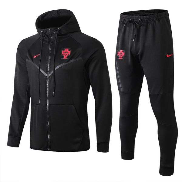 

2019 world cup football jacket hoodie full zipper training port wear 18 19 portugue e training pant football training uit, Black;white