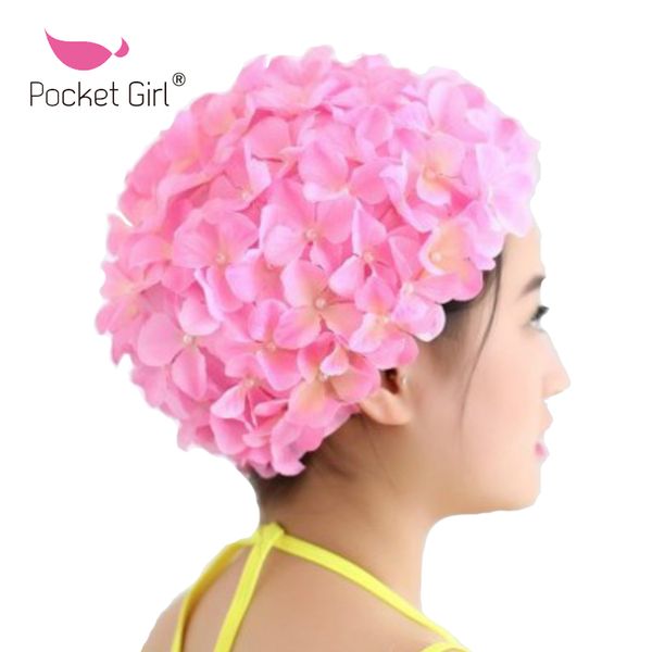 

pocket girl petal swimming caps lady long hair beautiful 3d flower swimming cap for women beautiful floral womens swim cap hat
