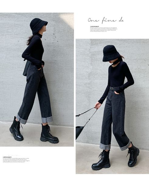 

deep black women pants straight straps students, Blue