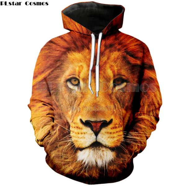 

plstar cosmos drop shipping 2018 new fashion hoodie animal lion print 3d men women hoodies casual hoody sweatshirt yt-218, Black