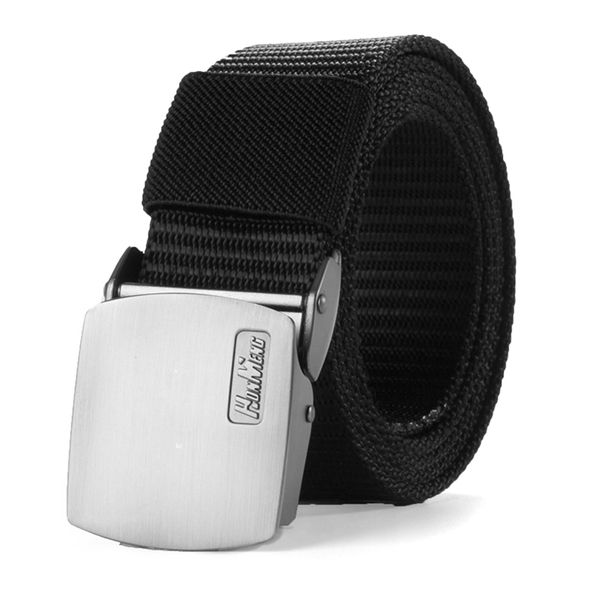 

3.5cm youth fashion trends trouser belt outdoor training automatic plate buckle nylon inner belt multi-scene collocation, Black;brown