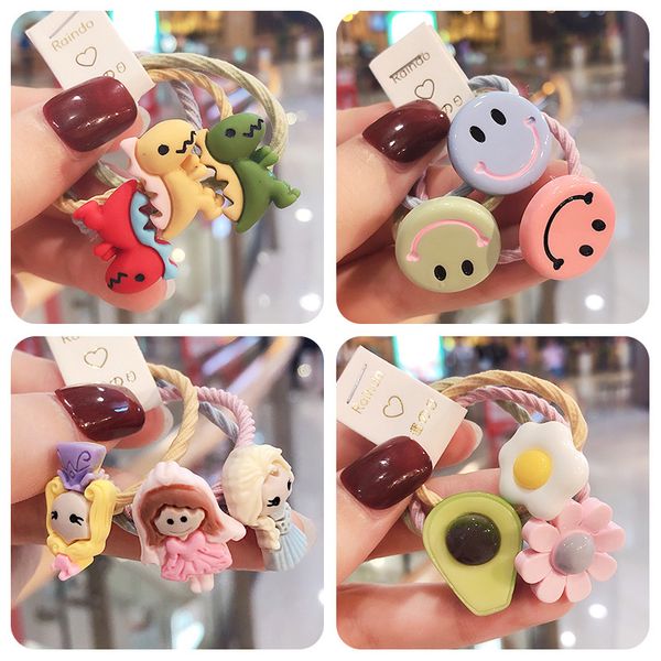 

3pcs new cute cartoon flower penguin princess headwear kids elastic hair bands children ropes girls accessories baby headdress, Slivery;white