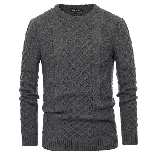 

men's stylish thicken pullover slim knitwear long sleeve crew neck retro winter sweater, White;black