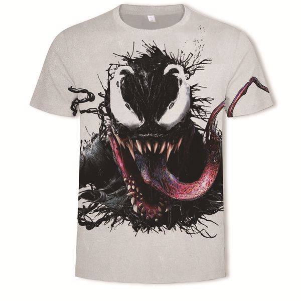

mens designer 3d digital printing venom round neck short sleeve, White;black