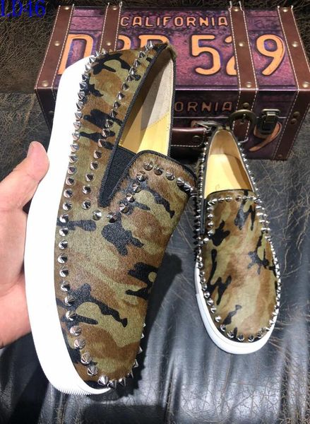 

ad18 new christian luxury louboutin bottom red bottoms studded spikes brand cl mens casual shoes men women party lover sports sneakers, Black