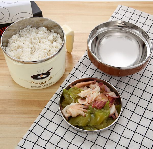 

студент из нержавеющей стали коробки обеда быстро чашка еды bento коробка мгновенной миска лапши столовая рис круглого анти-ошпаривает прочн