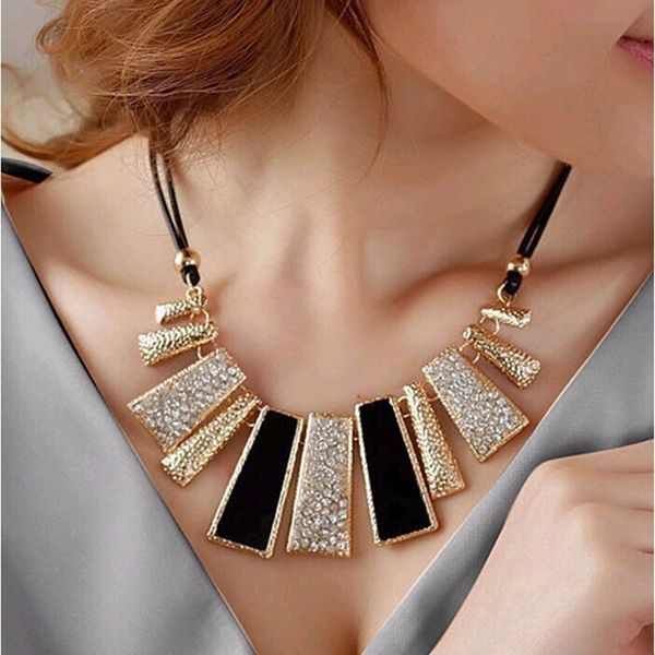 

2018 special offer zinc women chokers necklaces trendy collar choker new fashion design enamel bib braided necklace, Golden;silver
