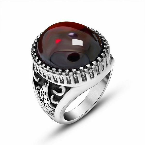 Rot/Schwarz Retro Zarte Tier Relief Prägung Titan Edelstahl Männer Ring Vintage-Schmuck Paar Ringe