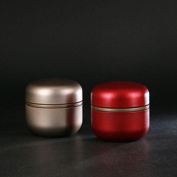 

metal tin mini tea box caddy round shape sealed jar cans coffee tea storage case
