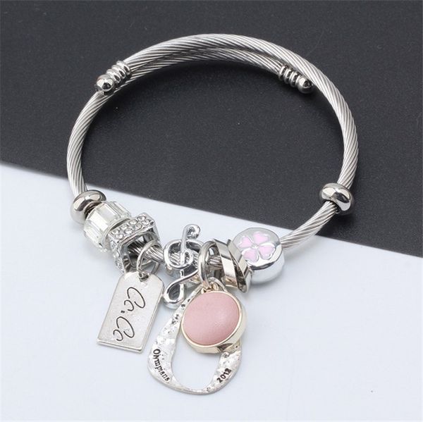 

european silver owl pendant beads adjustable bracelets&bangles with crystal glaze charm beads for women diy jewelry with safe 11, Black