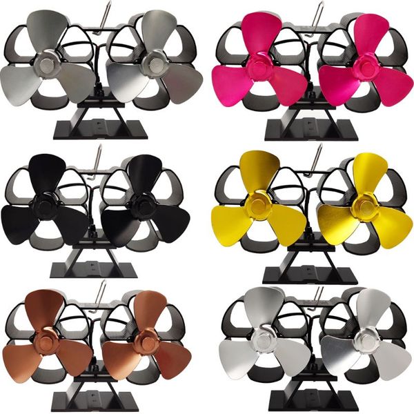 

double motor 6 blades heat powered stove fireplace eco-friendly fan heater