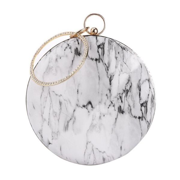 

fggs-new fashion women shoulder bag lady chain around crossbody bag hoop portable marble clutch handbag