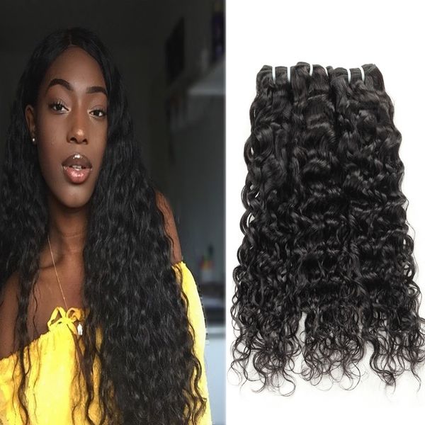 

allove brazilian hair extensions indian human bundles kinky curly body wave straight loose water wholesale 3pcs jet black for women all ages