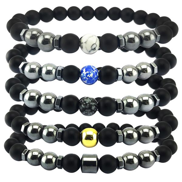 

8mm Natural Stone Beaded Bracelet Magnetic Obsidian Bead Frosted Imitation Black Agate Clip Bracelets Bangles Jewelry Gifts