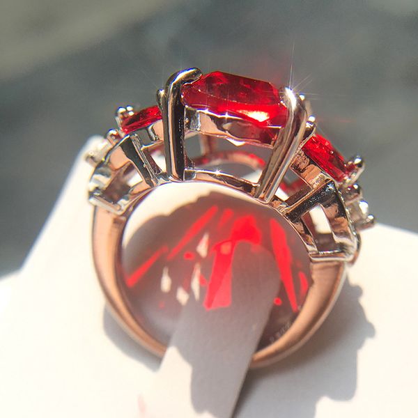 

european and american minimalist red square zircon ring classic horse eye rings girl's-style rectangular ring, Silver