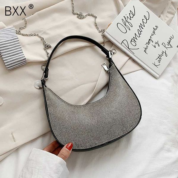 

bxx] цепной дизайн малой кожи pu бриллианты сумка для женщин 2020 лета плеча путешествия партии сумки crossbody сумка hm502