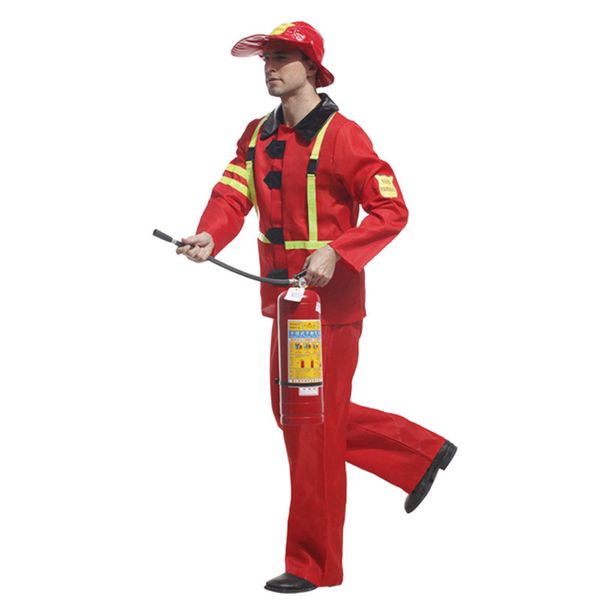 

halloween costume fireman costume halloween cosplay role play party firefighter performance stage suit mens fancy costume, Black;red