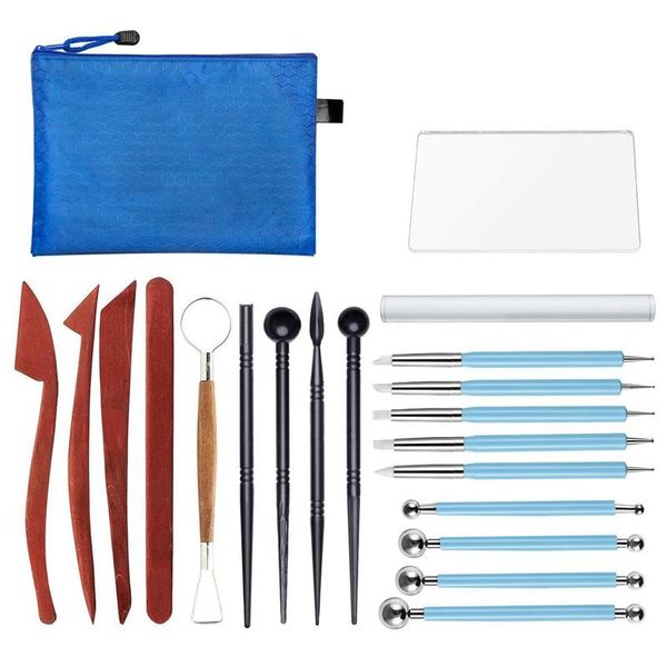 

20 pieces modeling clay sculpting tools set polymer clay tools include carving modeling tools, pottery tools,ball stylus dotting