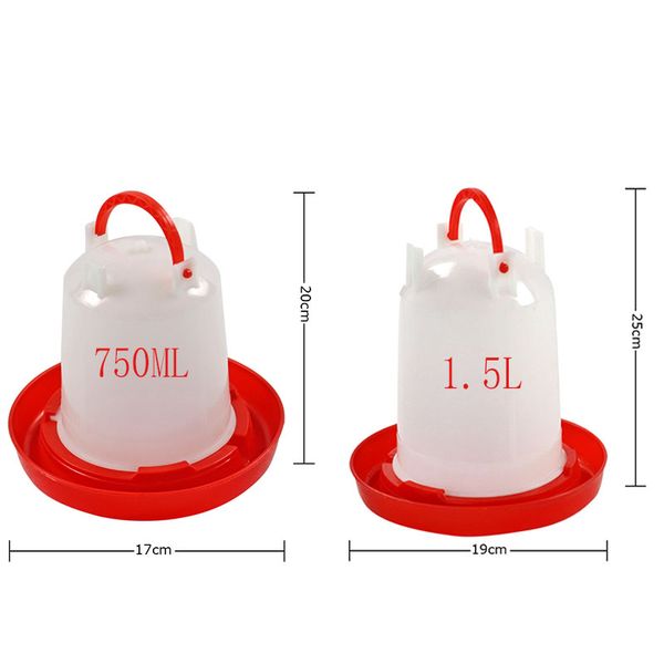 

poultry chicken water bucket 1.5 l/750ml birds quail drinking cups bird equipment waterer feeding tools