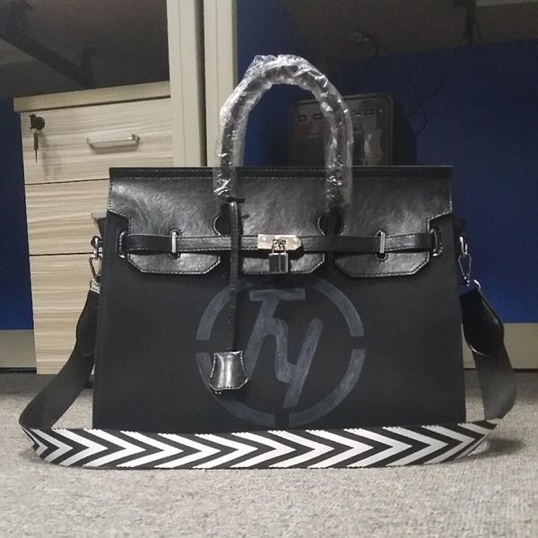 

large capacity tide brand retro canvas lock platinum bag army solid color men and women shoulder bags