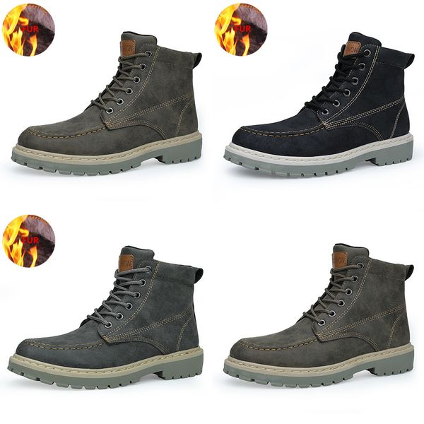 

yeinshaars boots men super warm winter leather shoes leisure skid boots retro men lace up sneaker casual shoes, Black