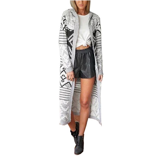 

nymph new long hooded cardigan women 2017 autumn winter gray female large cardigans loose long sleeve kintting sweaters women, White;black