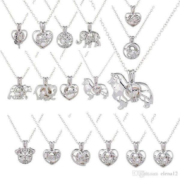 

pearl cage pendant designer necklace love wish natural pearl fashion jewelry hollow locket clavicle chain diffuser necklace by dhl, Silver