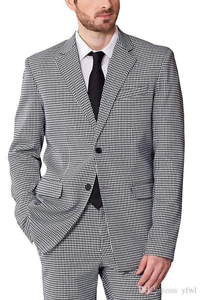 

houndstooth tuxedos groom wedding men suits mens wedding suits tuxedo costumes de smoking pour hommes men(jacket+pants+tie) 064, Black;gray