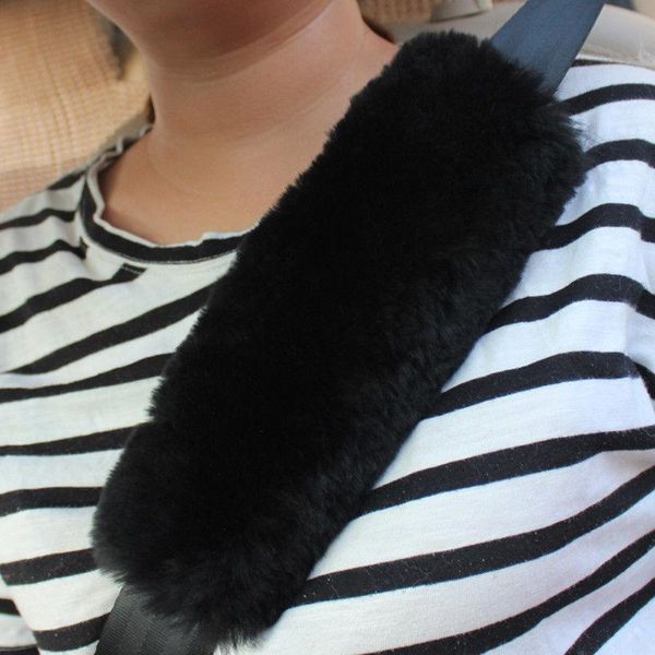 

2pcs faux sheepskin wool auto car seat belt shoulder pads cover winter fluffy harness seatbelt shoulder pads