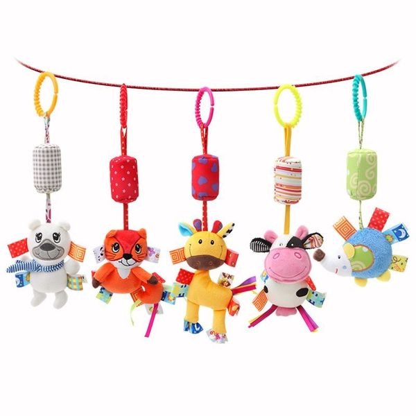 

wholesale baby infant cartoon animal soft rattles toys bed crib stroller music hanging bell kids stuffed toys mobile baby plush toy