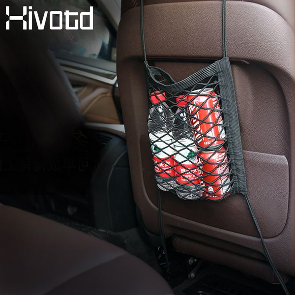 

hivotd universal car interior accessories grid pocket holder trunk storage bag mesh net organizer stuff netting auto styling