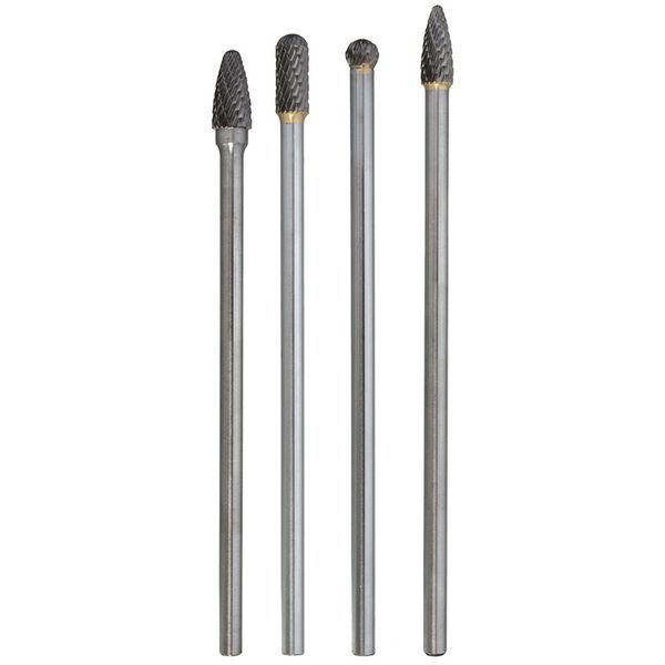 

4pcs rotary tool safe efficient carbide set tungsten steel burr professional easy apply polishing bit long reach double cut