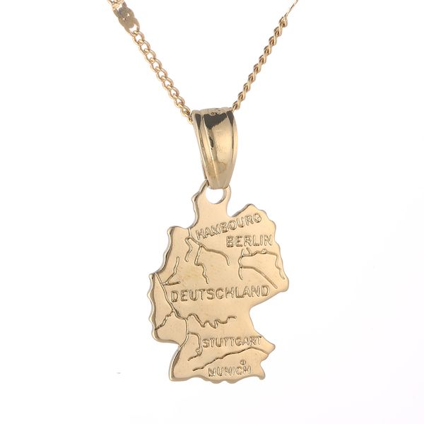 

fashion map of deutschland pendants necklace for women men gold color germany map german charm jewelry, Silver