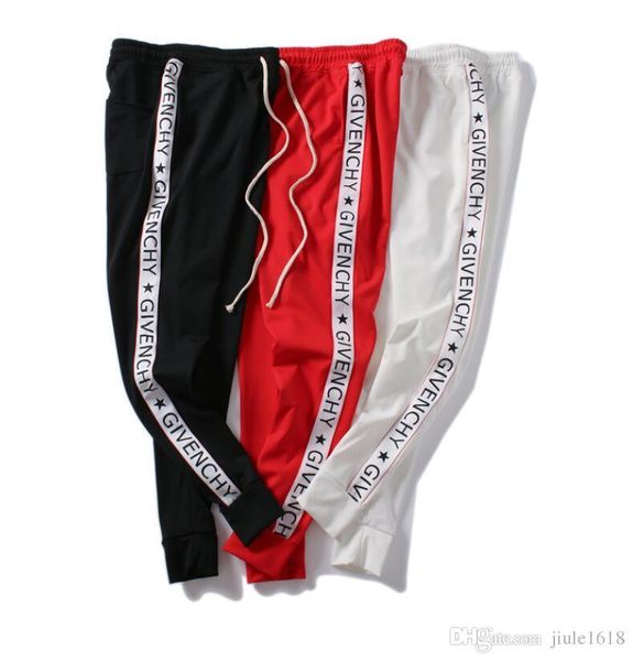 

2018 the latest fashion justin bieber champioa alphabet blue patchwork street graffiti guardian pants kanye west hip hop lovers casual, Black