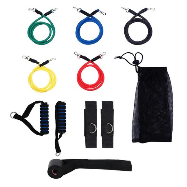 

bouti1583 new 11 pcs/set latex resistance bands workout exercise pilates yoga crossfit fitness tubes pull rope