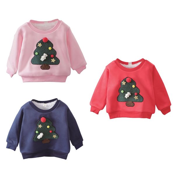 

1y-4y chrismas autumn kids baby girl sweatshirts cartoon print thicken sweatshirts casual toddler blouse long sleeve outerwear, Black