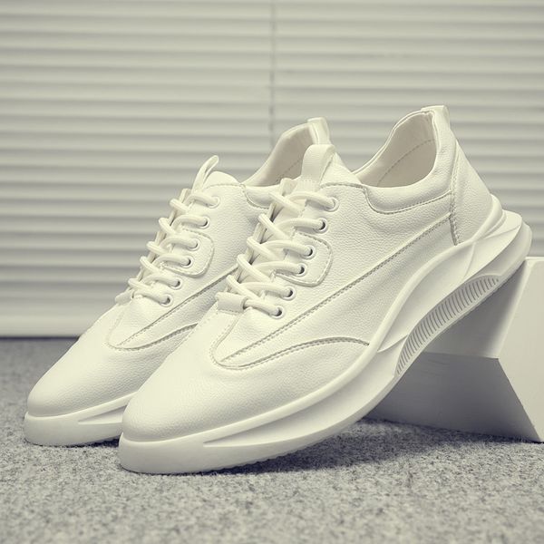 

qwedf genuine leather shoes men sneakers casual male footwear fashion brand white shoes mens cow leather white sneakers g11-23, Black