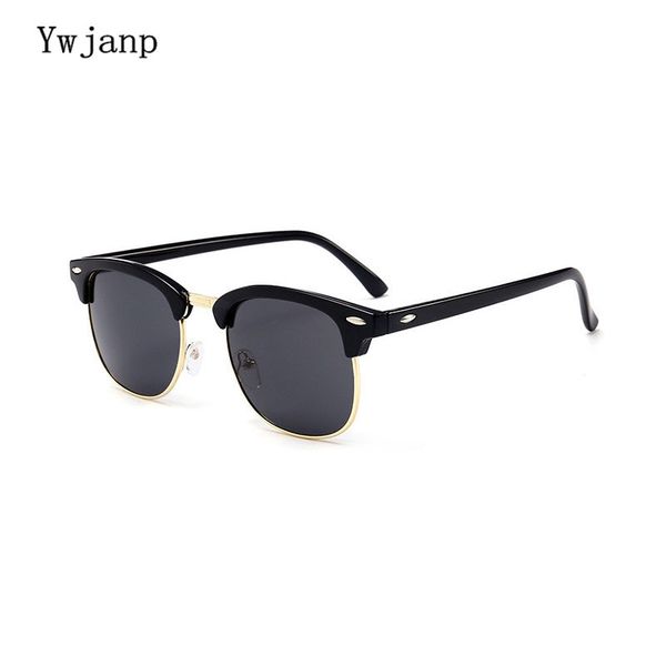 

ywjanp brand designer sunglasses men classic uv400 mirror lady sun glasses male female l rayed small size half frame women, White;black