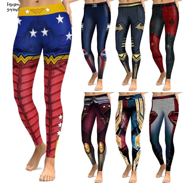 

026 новые wonder женщины леггинсы женщина отпечатки упругие тонкий фитнес sexy push up workout femme карандаш штаны, Black