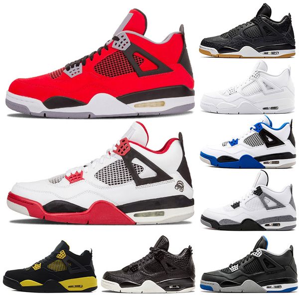 

designer sneakers bred 4s mens basketball shoes iv 4 for men raptors fire red pure money black cat thunder alternate 89 athletic shoes, White;red